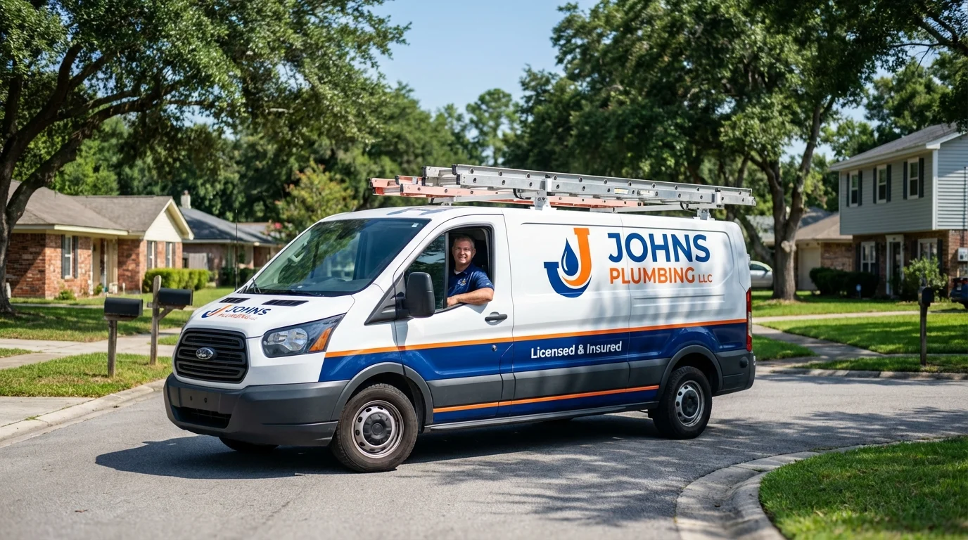 Johns Plumbing LLC service van in Kingsford, MI