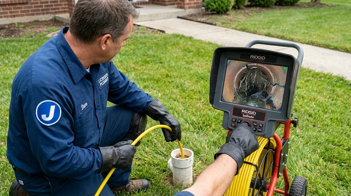 Sewer camera inspection being performed by Johns Plumbing LLC in Kingsford
