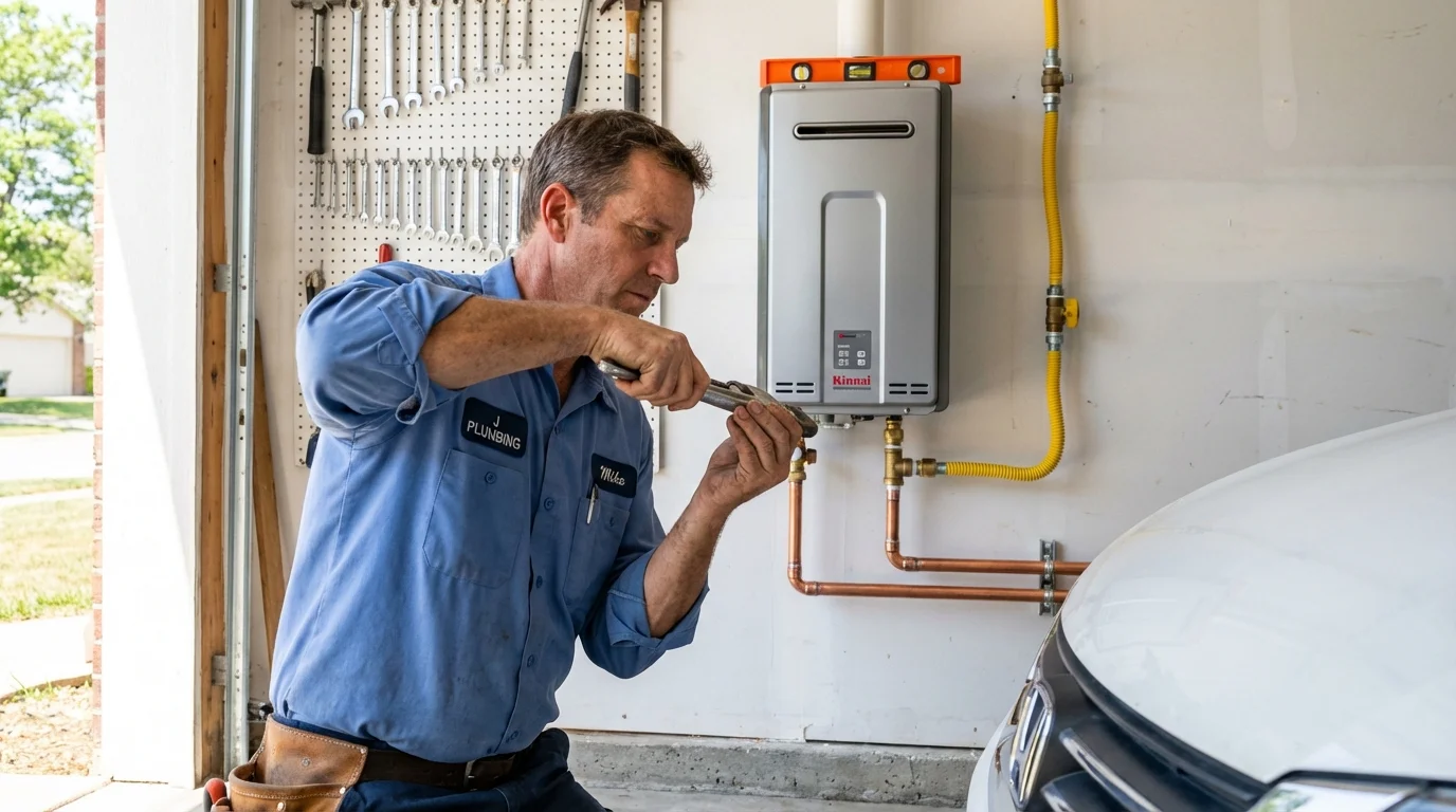 Tankless water heater installation by a Johns Plumbing LLC plumber in Kingsford